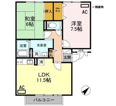 THICK FOREST A棟(2LDK/3階)の間取り写真
