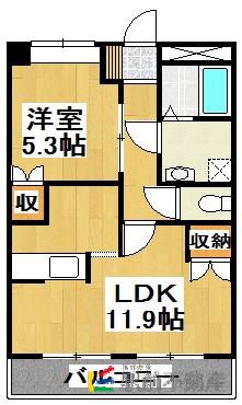 レジデンス絆(1LDK/1階)の間取り写真