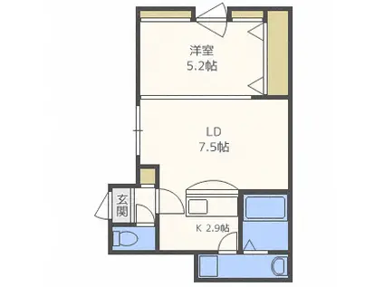 M-STAGE豊平公園(1LDK/2階)の間取り写真