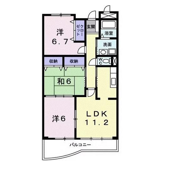 ピュアー双葉(3LDK/4階)の間取り写真
