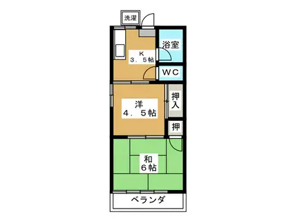 カーサグリーングラス(2K/1階)の間取り写真