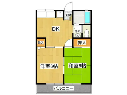 つくばルミエールC棟(2DK/2階)の間取り写真