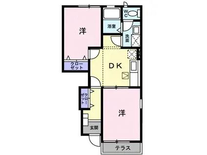 グラシュ・プレーヌIII(2DK/1階)の間取り写真