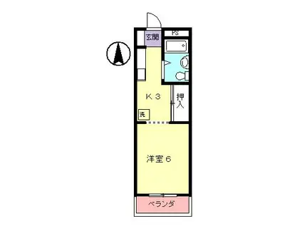 グランタイケイ(1K/2階)の間取り写真