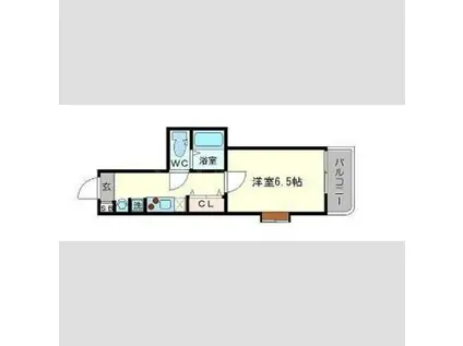 CASA MT東三国(1K/4階)の間取り写真