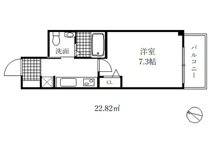 セレニテ神戸元町(1K/6階)の間取り写真