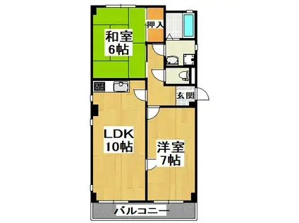 ウォールストリートI(2LDK/3階)の間取り写真