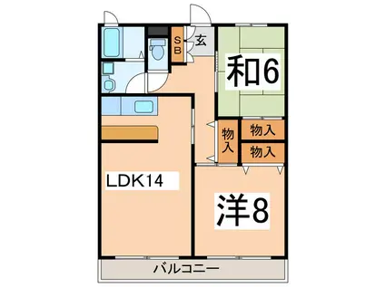 クレールカズ(2LDK/1階)の間取り写真