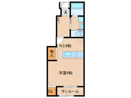 エステート宇佐(ワンルーム/1階)の間取り写真