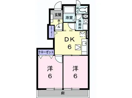 K-13B(2DK/1階)の間取り写真