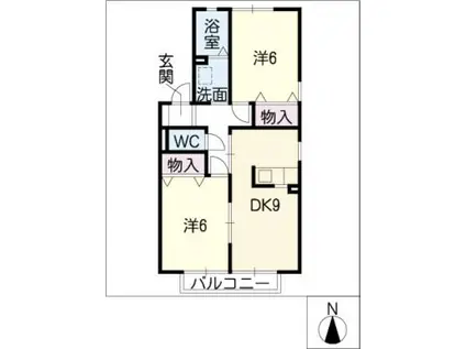 オレンジハウス北館(2DK/2階)の間取り写真