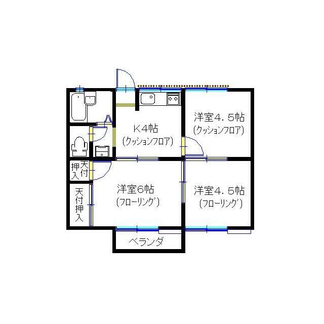 パークサイド善行(3K/2階)の間取り写真
