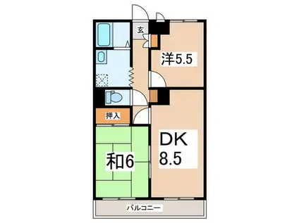 山洋ハイツ(2DK/3階)の間取り写真