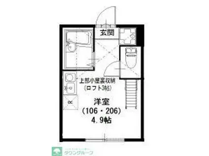 プライムテラス南林間III(ワンルーム/2階)の間取り写真