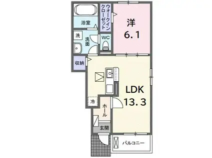グレイスフル キノミヤ 331(1LDK/1階)の間取り写真