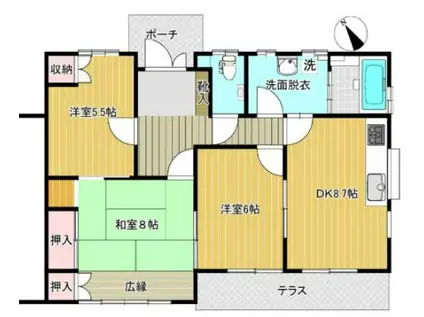 住吉町4丁目戸建1階(3DK/1階)の間取り写真