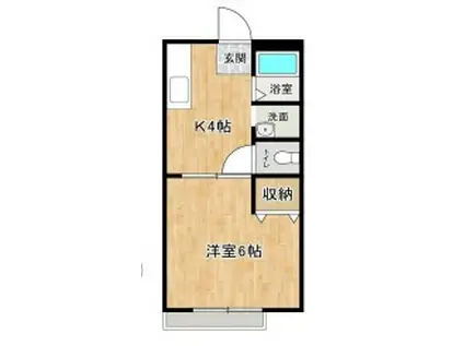 リトルフォレスト御立IIA棟(1K/1階)の間取り写真