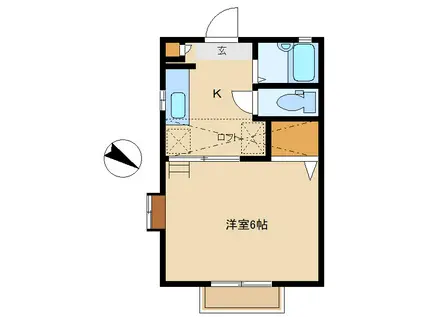 ディアス検見川(1K/2階)の間取り写真