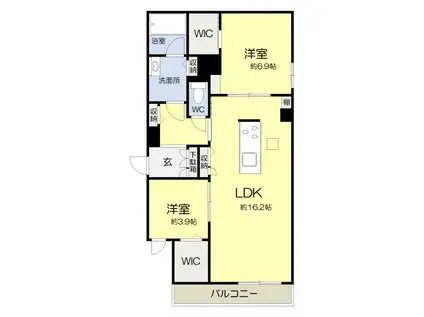 シャーメゾン アンジュヴェールシャルム(2SLDK/1階)の間取り写真