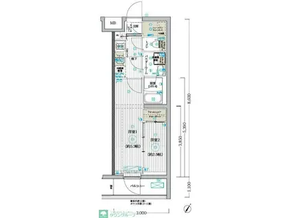 ブライズ堀切菖蒲園(1K/4階)の間取り写真