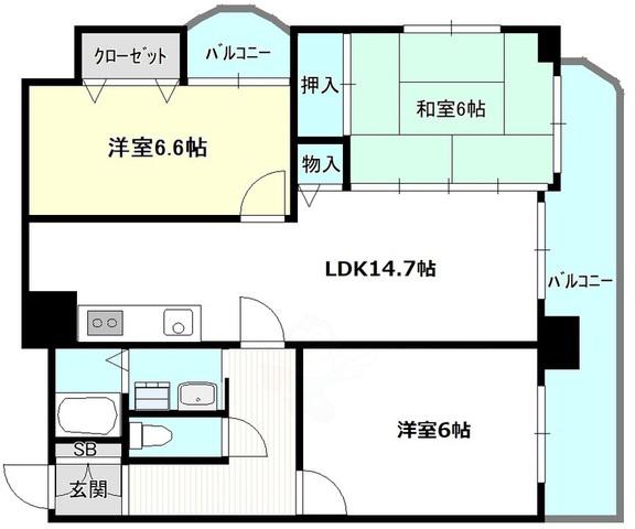 ラシャンス広畑(3LDK/7階)の間取り写真