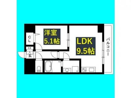 サンマール金山南(1LDK/6階)の間取り写真