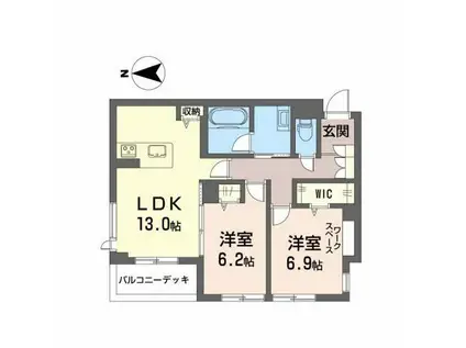 クラルテ早出町(2LDK/1階)の間取り写真