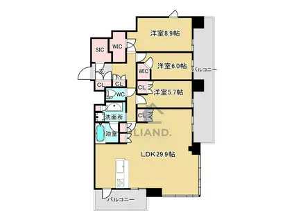 照葉ザ・タワー(3LDK/22階)の間取り写真