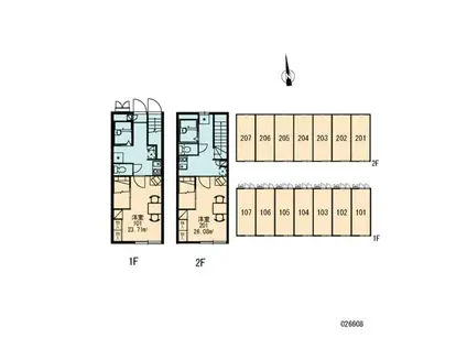 レオパレスプランドール(1K/2階)の間取り写真