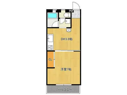 コーラルマンション(1DK/3階)の間取り写真