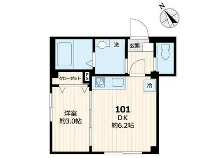 Zレジデンス駒込(1DK/1階)の間取り写真