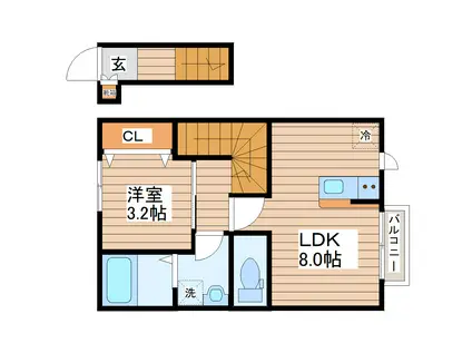 デュマンII(1LDK/2階)の間取り写真