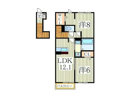キャトルセゾンG棟(2LDK/2階)の間取り写真