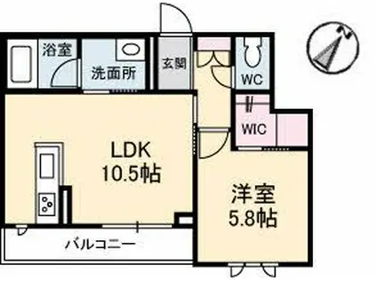 LUANA(1LDK/2階)の間取り写真