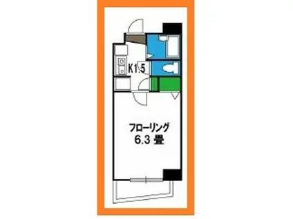 クイーンズタウン(1K/3階)の間取り写真