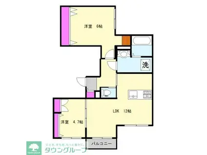 カントリーマム邦菊(2LDK/2階)の間取り写真