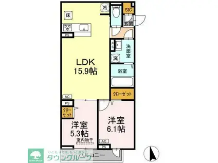 セレスティア竹ノ塚II(2LDK/3階)の間取り写真