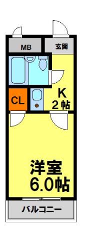 ビスタ川西(1K/3階)の間取り写真