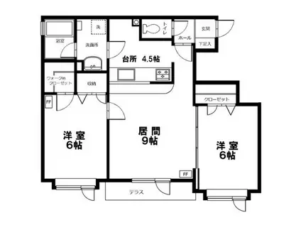 エルベスト(2LDK/1階)の間取り写真