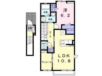 オレンジガーデンB(1LDK/2階)の間取り写真