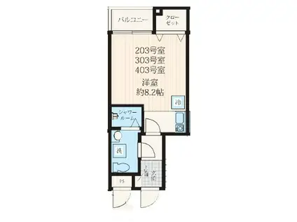 フォセット新大橋(ワンルーム/4階)の間取り写真