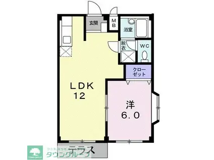 エルディム山崎(1LDK/1階)の間取り写真