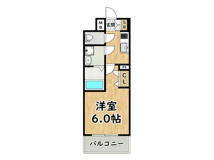 ワールドアイ大阪ウエスト GATE(1K/8階)の間取り写真