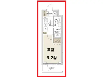 ラドゥセール高砂(1K/3階)の間取り写真