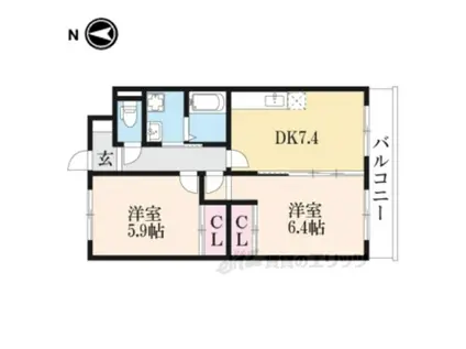 ケイズメゾン春日森(2DK/2階)の間取り写真