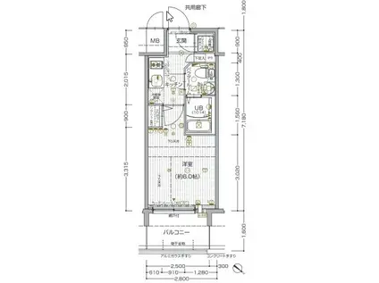 エスリード大阪NAGAHORI GATE(1K/8階)の間取り写真