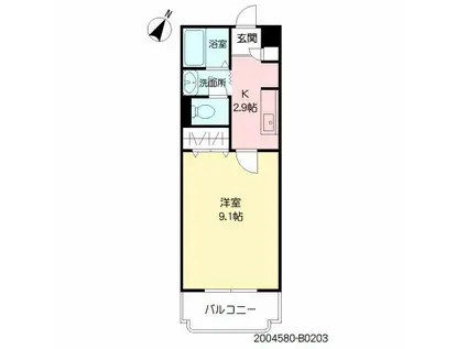 グランピア水上II(1K/2階)の間取り写真