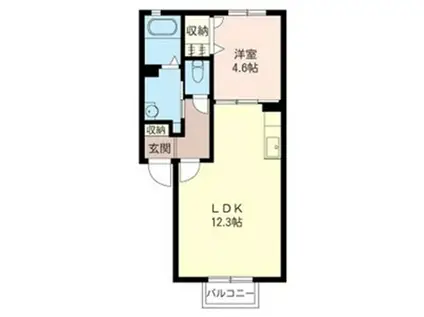 クレシェンテC(1LDK/2階)の間取り写真