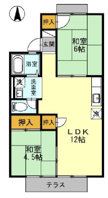 ファミール藤井(2LDK/1階)の間取り写真