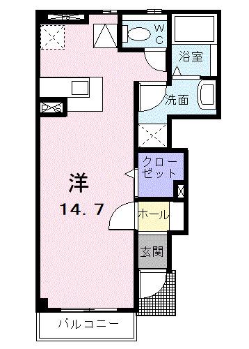 プリムローズA(ワンルーム/1階)の間取り写真